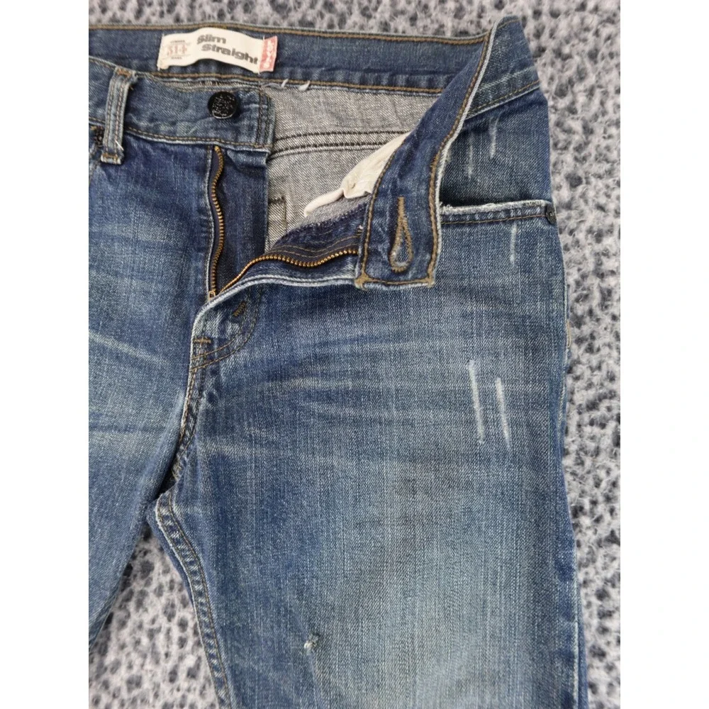 Levi's Men's Slim Straight Jeans - Blue Distressed